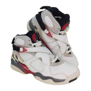 Nike Air Jordan VIII Retro Countdown Boys Preowned White/Gry/Red Sneakers-sz. 5Y